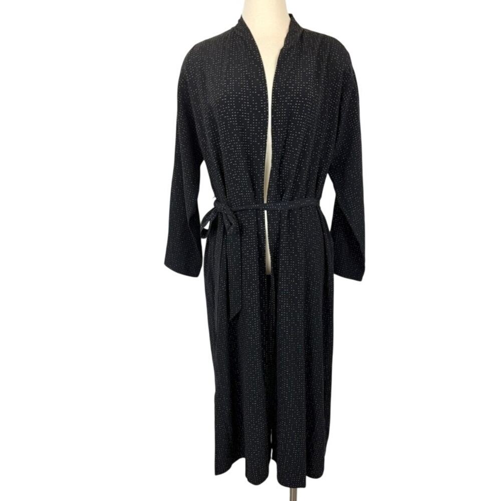 Eileen Fisher Morse Code Robe Kimono Long Duster S Black NWT Future is Female